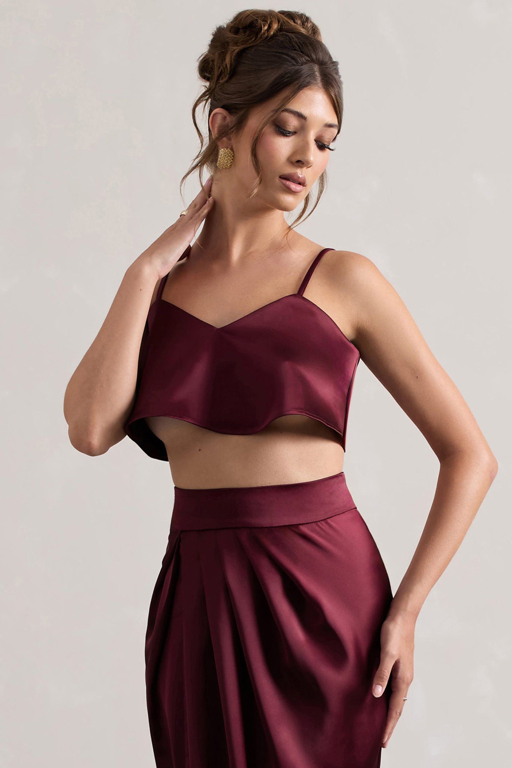 Fawn | Plum Satin Cami Crop Top - Image 4