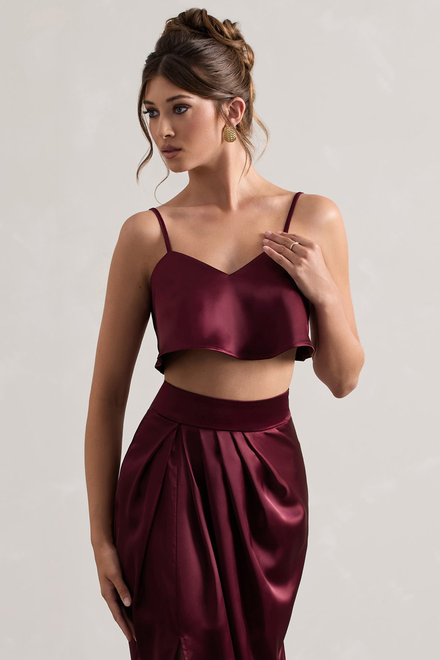 Fawn | Plum Satin Cami Crop Top - Image 3