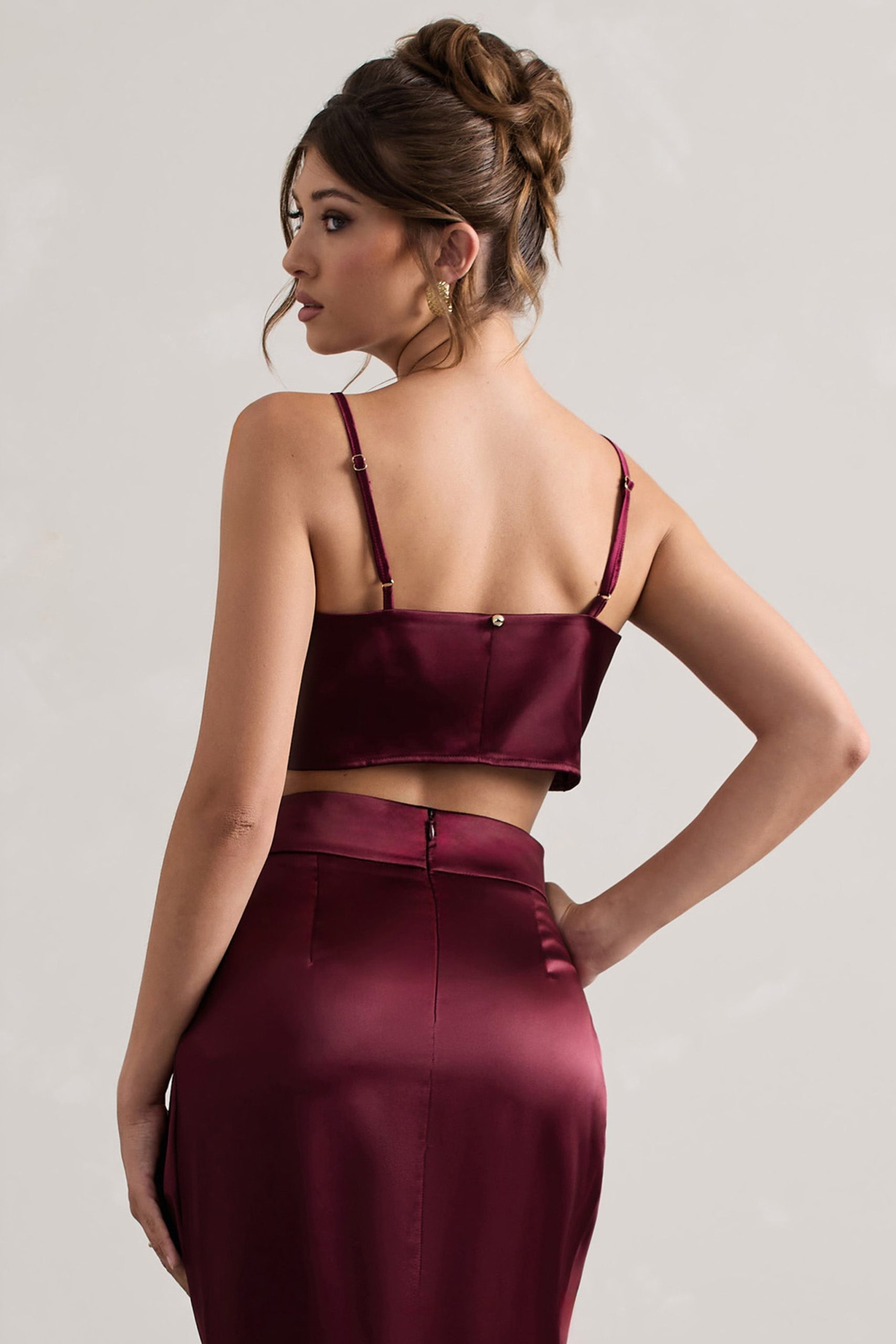 Fawn | Plum Satin Cami Crop Top - Image 2