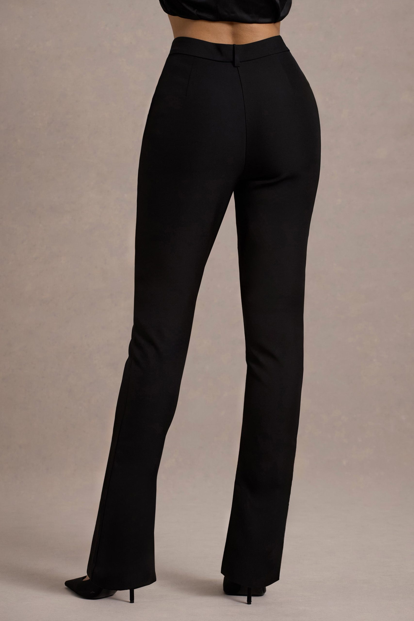 Wonder Woman | Black High Waist Tailored Trousers With Hem Split - Image 2