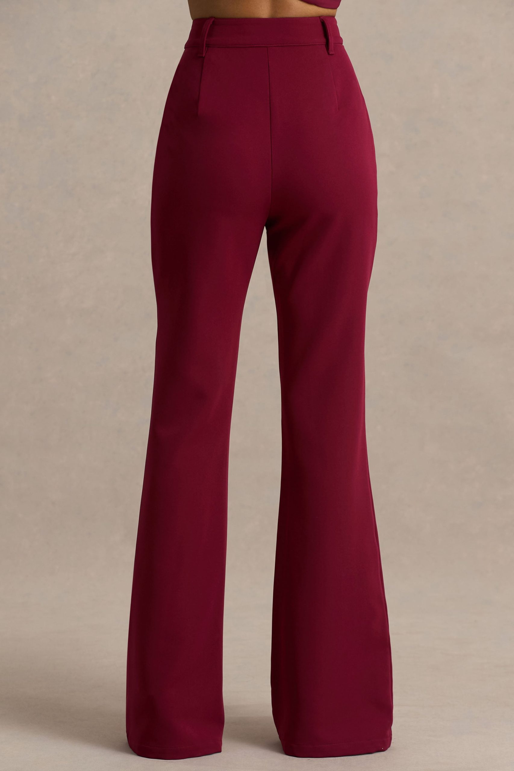 Carina | Burgundy Flared-Leg Tailored Trousers - Image 4