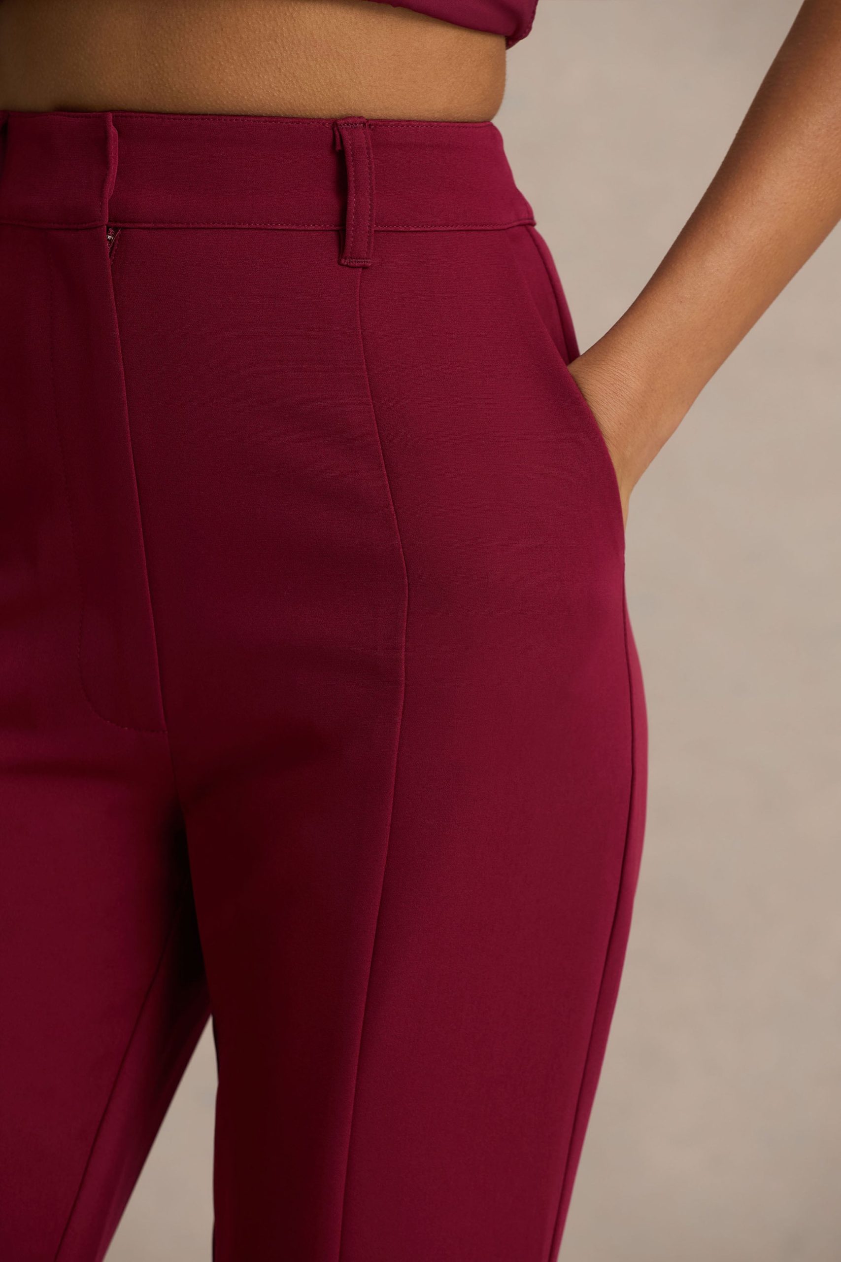 Carina | Burgundy Flared-Leg Tailored Trousers - Image 6