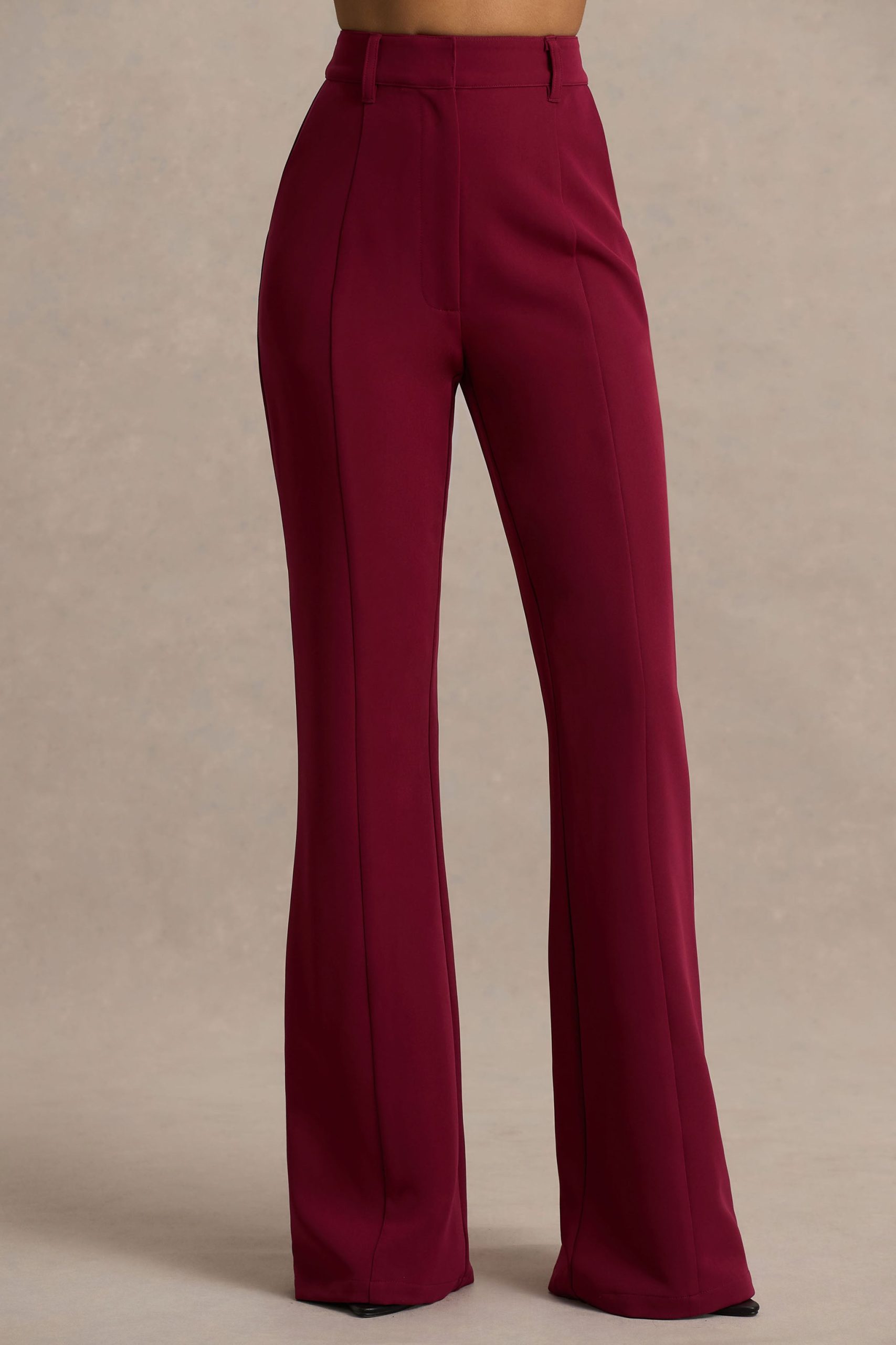 Carina | Burgundy Flared-Leg Tailored Trousers - Image 3