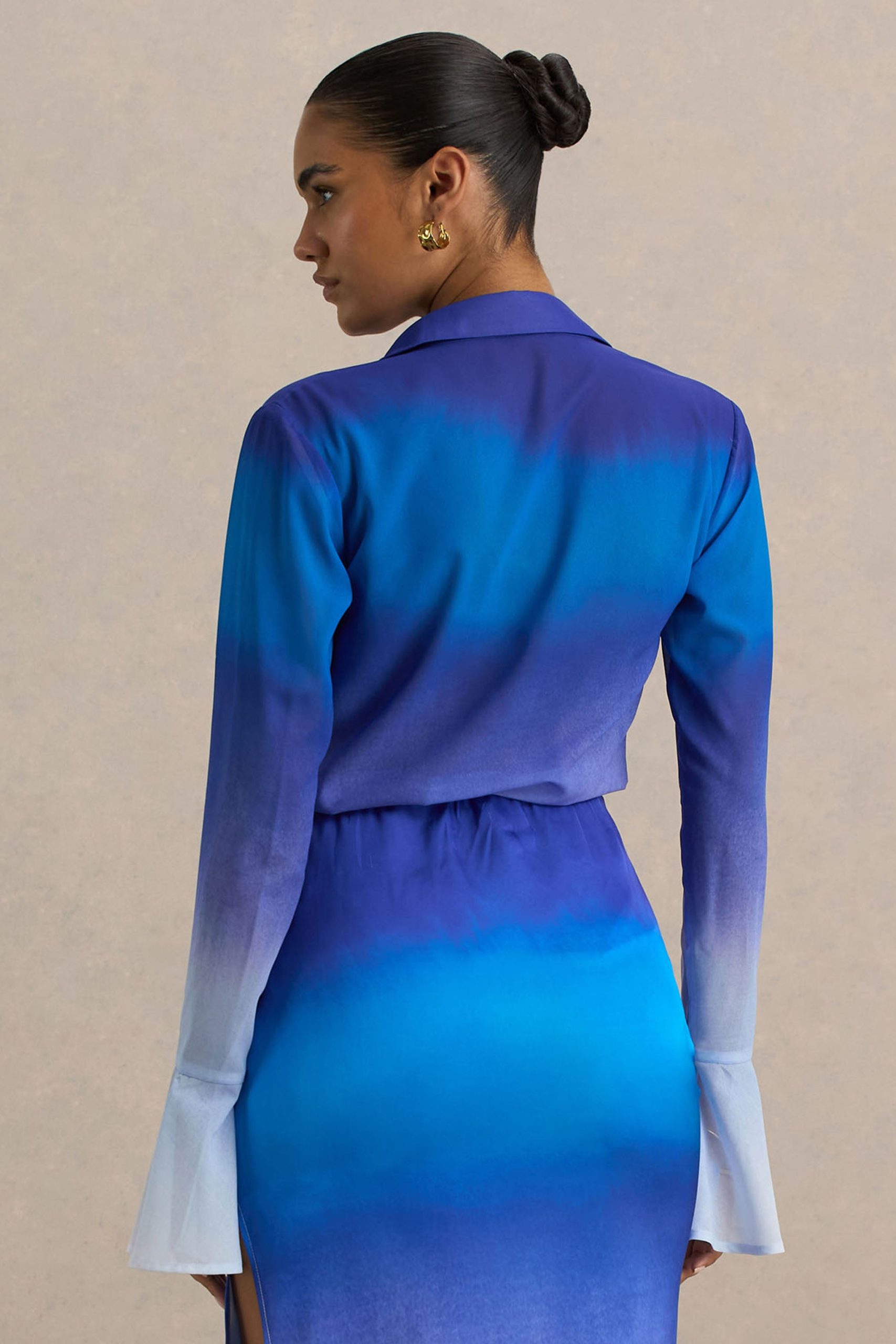 Tahiti | Blue Ombre Flared-Sleeve Shirt - Image 8